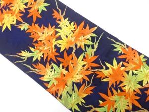 紅葉模様織り出し　名古屋帯